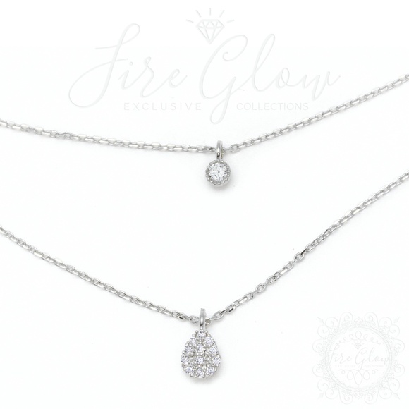 Rhodium Dipped Two Tiered Layered Charm Necklace - Picture 9 of 16